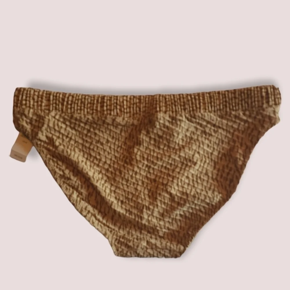 New Aerie Animal Print Bikini Bottoms Neutral Tan Ribbed Texture